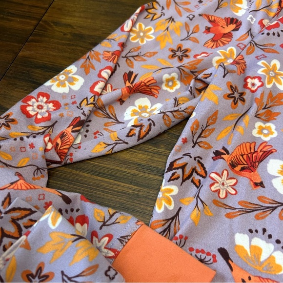 Duluth Trading Co floral bird Cardinal printed set Women's Large Pink Orange - Picture 4 of 8